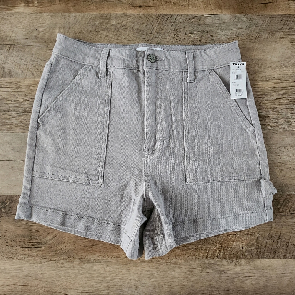 Tillys RSQ Gray Carpenter Women Denim Shorts Size 28